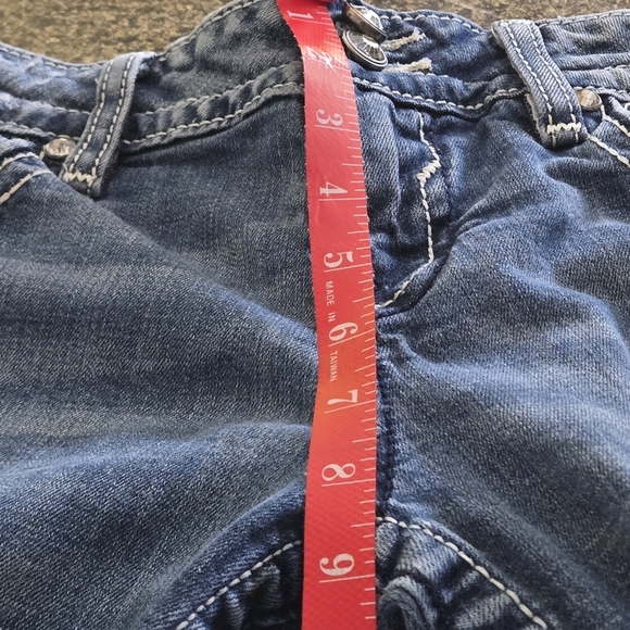 Y2K VIGOSS The Dublin Capri Jeans 9/10 Blue Embellished Rhinestone Bling Denim - Picture 15 of 16